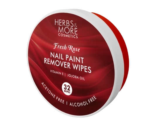 Herbs & More Cosmetics Nail Paint Remover Wipes - Fresh Rose